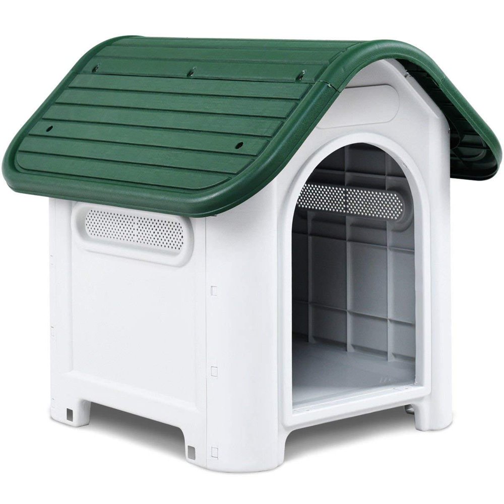 Up to 30 lbs Waterproof Plastic Dog Cat Kennel Puppy House Outdoor Pet
