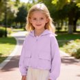 thumbnail image 2 of KEXE Kids Raincoat Youth Girls Relax Crop Hooded Zip Up Wind Coat Elastic Cuff Kindergarten Daily Play Jacket(6-7 Years,Purple), 2 of 7