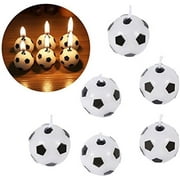 6Pcs Cute Soccer Ball Football Birthday Party Cake Candles Decorations Supplies Tool For Kids Toy Gift Decorations For Home Black/Red (Sent In Random)