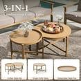 thumbnail image 6 of Summit Living 5-Piece Woven Rope Outdoor Patio Furniture Set with Fixed Chairs & 2 Round Nesting Coffee Table, Wood-Grain Outdoor Patio Conversation Set for 5 People, Beige, 6 of 12