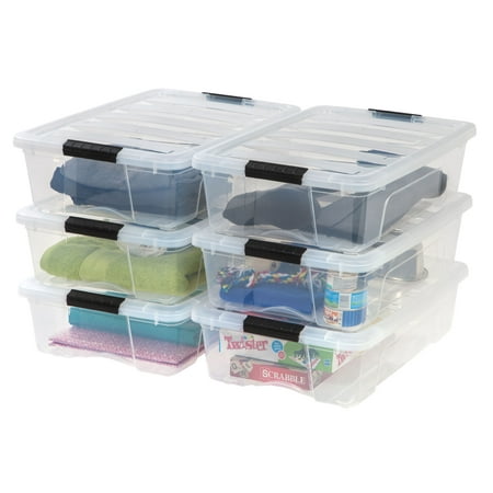 IRIS 26 Qt. Stack & Pull Plastic Storage Box, Clear- Available in Case of 6 or Single Unit