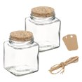 thumbnail image 1 of Uxcell 2 Pcs 8.4 oz/280ML frascos de vidrio transparentes en forma de botella cuadrada con tapa de corcho, cuerda y etiquetas en blanco, 1 of 5