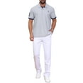thumbnail image 2 of Camisa polo de piqué con patrón para hombre, color contrastante, de manga corta, para golf, 4XL-Grande, gris, 2 of 6