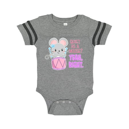 

Inktastic Quiet As A Mouse Yeah Right Cute Mouse Drummer Gift Baby Boy or Baby Girl Bodysuit