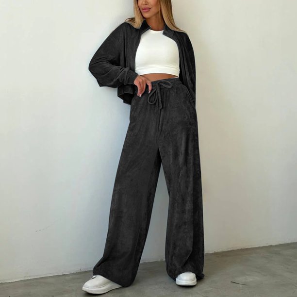Puntoco Mujer Moda Color Manga Larga Solapa Cremallera Velour Barbecho Conjunto Liquidación Puntoco Puntoco-31