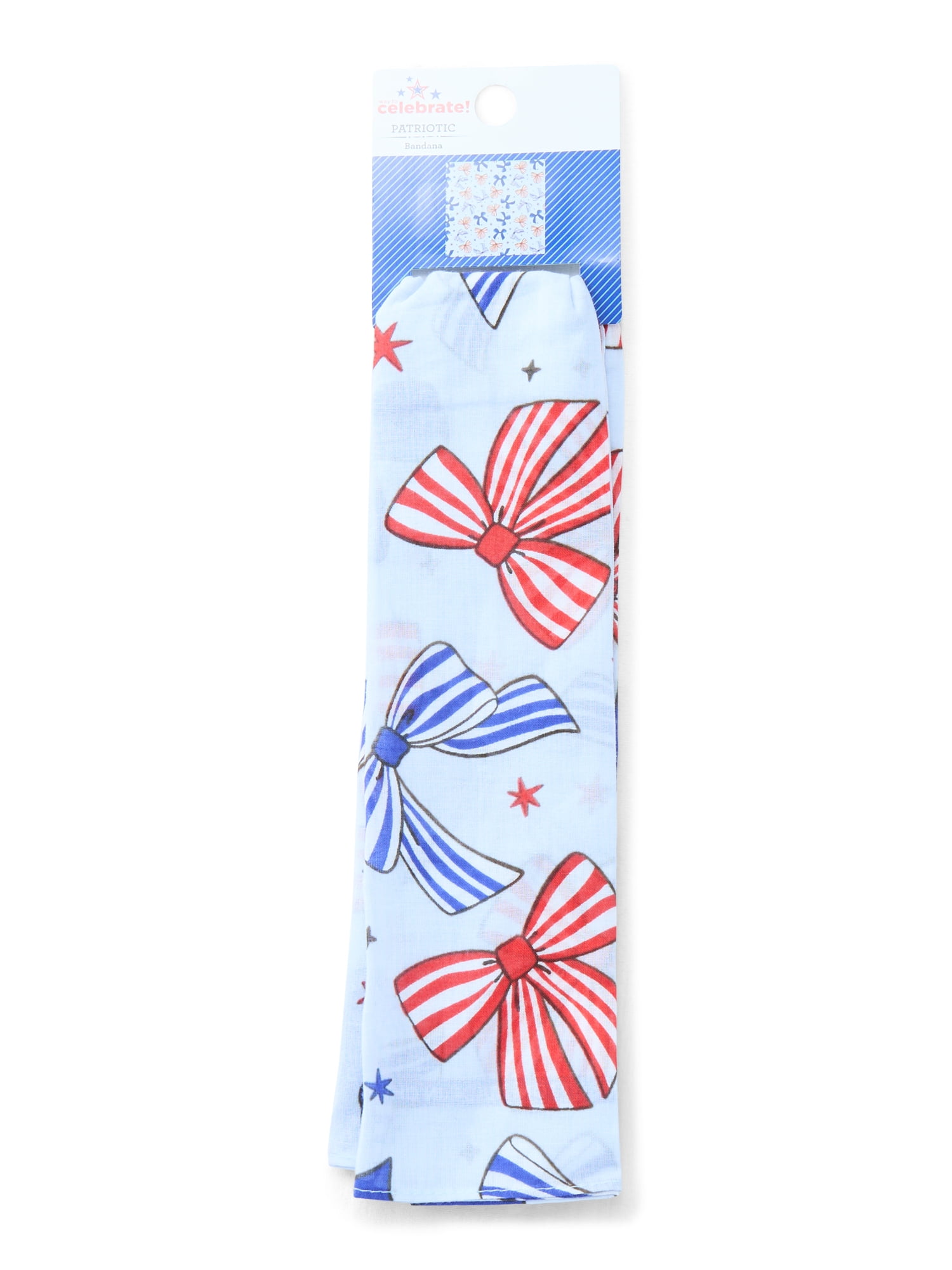 Fourth of July Women’s Striped Bows Bandana from Way to Celebrate, One Size, Blue/Multi
