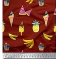 thumbnail image 1 of Soimoi Georgette Viscose Fabric Fruits,Cupcake & Ice Cream Food Decor Fabric Printed Yard 42 Inch Wide, 1 of 1