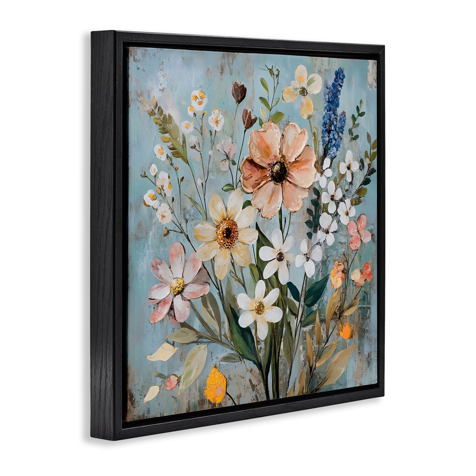 Stupell Industries Wildflower Mix Spring Bouquet Black Framed Floater Canvas Wall Art, design by Creative Studio