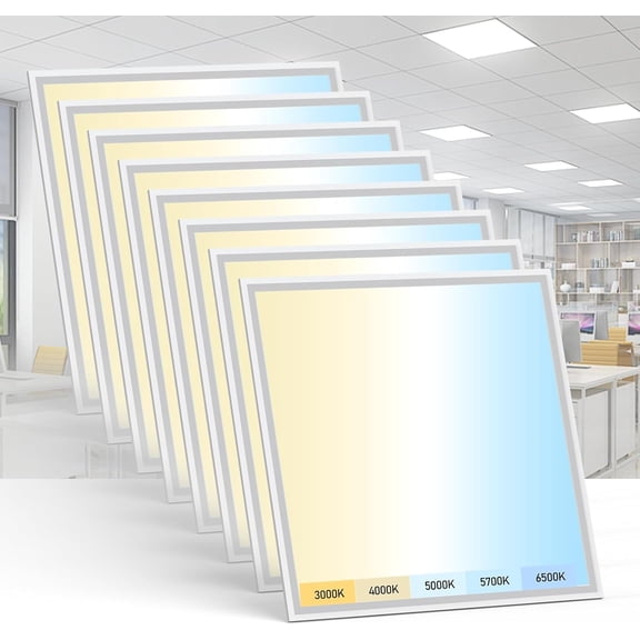 8 Pack 2x2 LED Flat Panel Light - Selectable 5 CCT 3000K-6500K & 5 Wattage 30-50W 5500Lm 0-10V Dimmable Ceiling Lights
