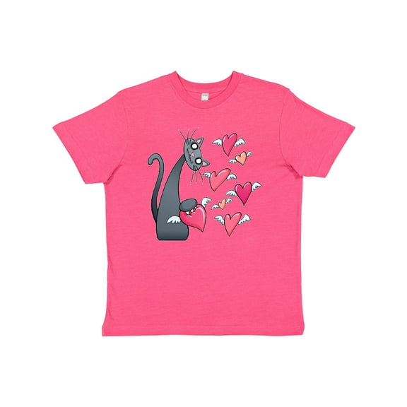 Inktastic Anti-valentine's Day Cat with Hearts Youth T-Shirt