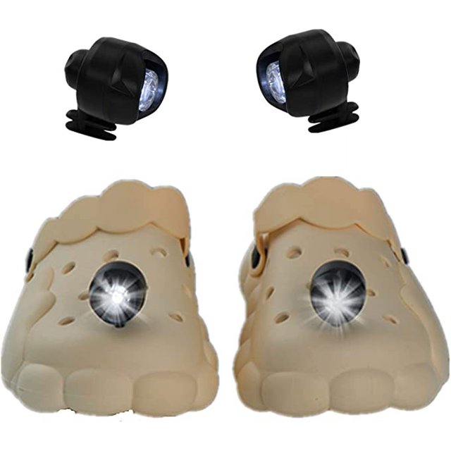 Luz del dedo del pie (negra), decoración de zapatos de 2 piezas, luz pequeña iluminada, impermeable, encantadora luz para zapatos de cocodrilo para deportes al aire libre, decoración de zapatos, enca