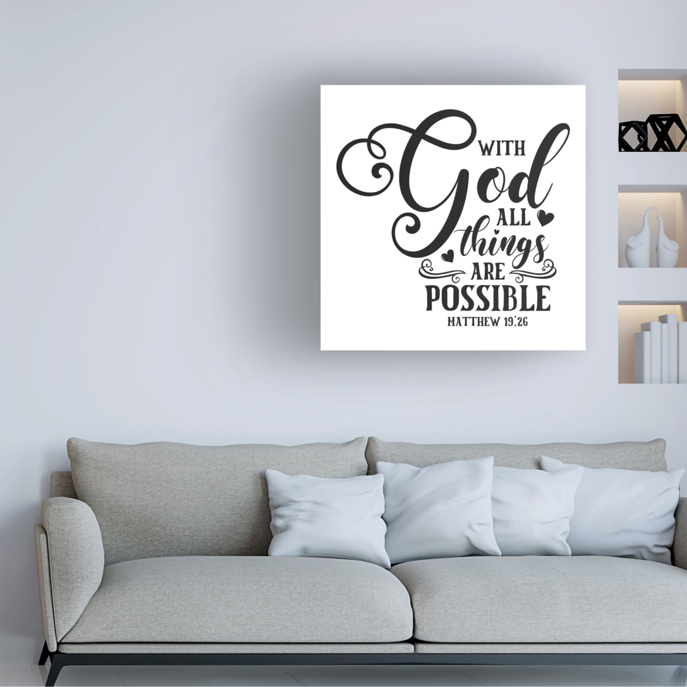 Canvas Wall Art - Jean Plout 'Christian Typography B' Wall Art for Living Room, Bedroom, or Office Décor by Trademark Fine Art - 18 x 18 Inches
