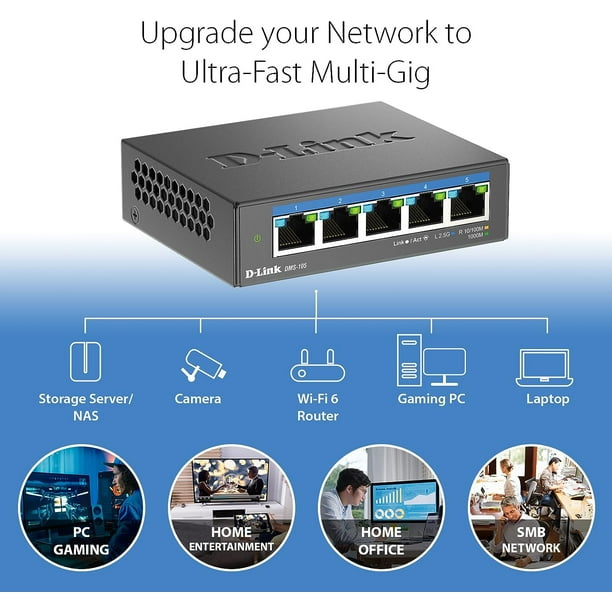 MokerLink 7 Port PoE Switch with 5 PoE+ Port, 2 Uplink, 78W AI Detection,  Qos, Fanless Metal Plug & Play Network Switch : : Computers &  Accessories