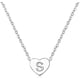 thumbnail image 1 of Collar con colgante de letra inicial en forma de corazón con letras del alfabeto personalizado de la A a la Z de plata para mujeres y niñas, 1 of 3