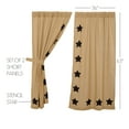 thumbnail image 5 of VHC Brands Burlap Natural with Black Stars Primitive 63"x36" Panel Pair Tan Rod Pocket Stenciled Cotton Tie Back(s) Window Curtains, 5 of 5