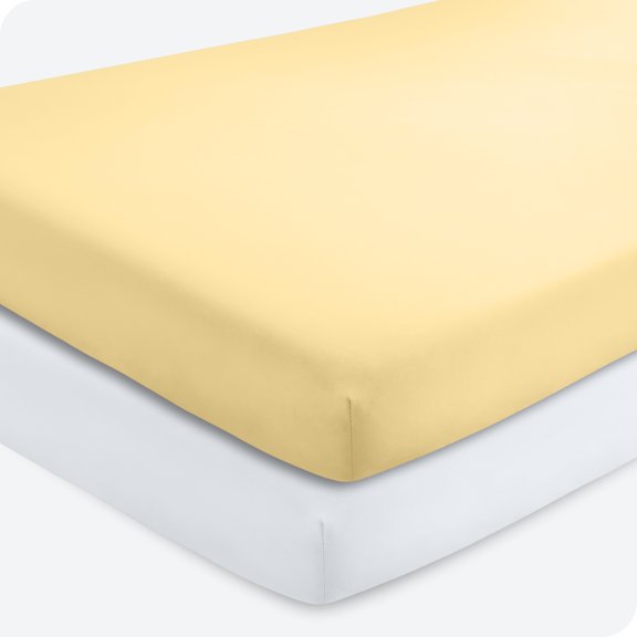 Sábanas Ajustables Bare Home Paquete de 2 Colección Premium 1800 Ultra Suaves para Cuna Color Sol Matutino/blanco