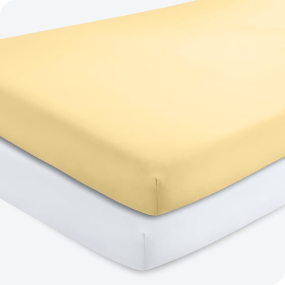 Sábanas Ajustables Bare Home Paquete de 2 Colección Premium 1800 Ultra Suaves para Cuna Color Sol Matutino/blanco