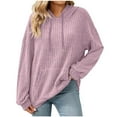 thumbnail image 3 of BiZtdJrK Womens Loose Oversized Hooded Sweatshirts with Kangaroo Pocket Casual Ribbed Knit Pullover Hoodies for Teen Girls Clothes, Pink, S, 3 of 7