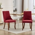 thumbnail image 3 of Dining Chairs Set of 4，Chenille Fabric Tufted Kitchen Dining Room Chair with Curved Solid Wood Legs, Dinner Chair Comfy Fabric Upholstered Accent Chair, 3 of 13