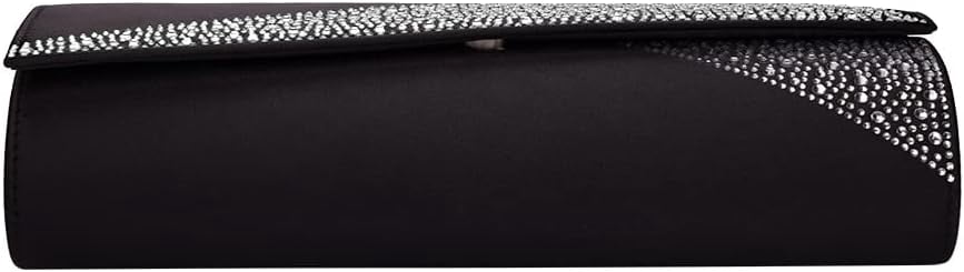 Women Satin Rhinestones Evening Bags Prom Bridal Clutch Purse Cross Body With Detachable Chain Strap