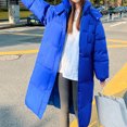 thumbnail image 5 of Fesfesfes Hoodie Coat for Women Hooded Zippers Solid Medium And Long Term Loose Long Sleeve Warm Blouse Coat Jackets Clearance, 5 of 6