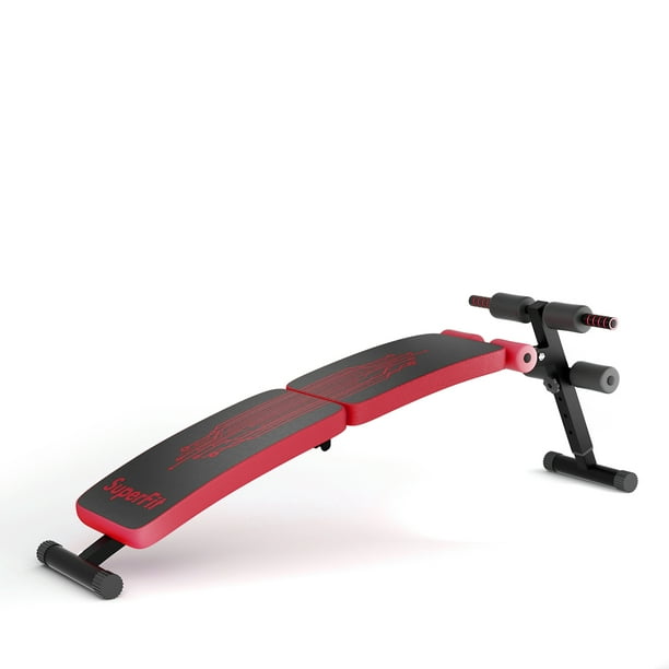 SuperFit Folding Weight Bench Adjustable Sit up Board Curved Decline Red