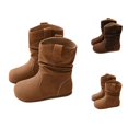 thumbnail image 5 of Otqutp Kids Mid Calf Boots for Girls aux Suede Ruched Tall Boots with Pull Tabs Soft Flat Non Slip Rubber Sole Boots Autumn Winter Outdoor Wear, 5 of 8