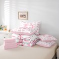 thumbnail image 6 of Manfei Fashion Bowtie 7pcs Queen Bedding,Initial Q ABC Themed Bedding Comforter Set Queen,Pink Reversible, 6 of 7