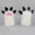 thumbnail image 3 of Byfri White Furry Dragon Paw Full Finger Mittens, Plush Anime Gloves for Themed Events, White 38x20cm, 3 of 7