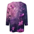 thumbnail image 4 of CYMMPU Vintage Floral Printed 3/4 Length Sleeve Shirts Summer Fall Business Work Blouses Fashion Tunic Tops Basic Tees Crewneck 2025 Clothes for Women Multicolor M, 4 of 5