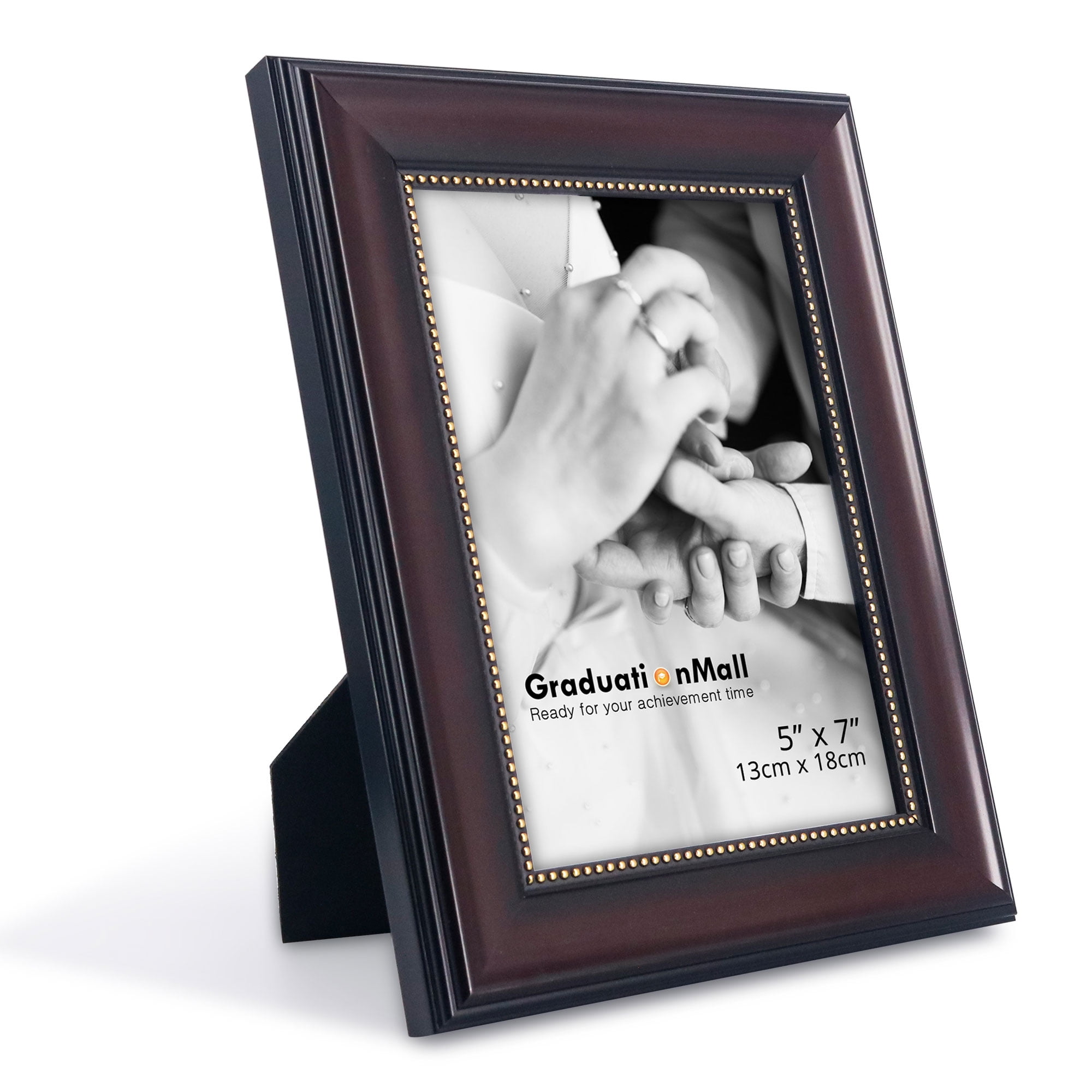 GraduationMall Mahogany with Gold Beads 5x7 Picture Frames for Wall or Tabletop 2-Pack
