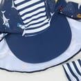 thumbnail image 6 of Povozer Boys Swimsuit Toddler Rash Guard Short Sleeve Swimwear with Sun Hat Set(Blue,2-3Y), 6 of 6