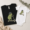 thumbnail image 2 of Funny Frog Dad And Baby Matching Outfit, Scooter Frog Shirt And Bodysuit, New Dad Gift, Family Matching Set, 2 of 6