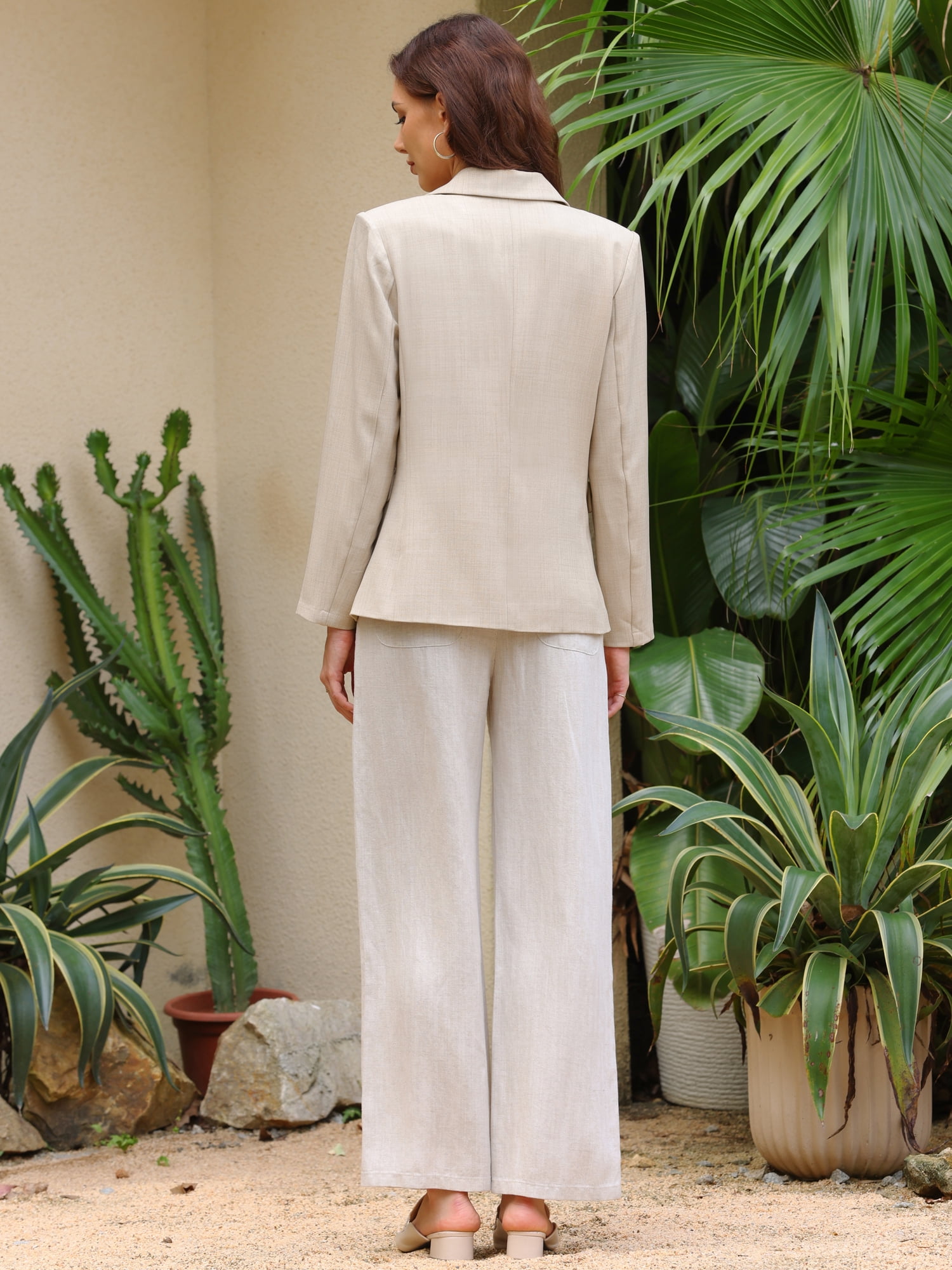 DARING DIVA Women's Long Sleeve Tie Waist Button Down Blazer with Pocket 2XL Khaki