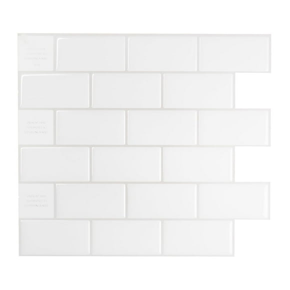 Smart Tiles Self Adhesive Wall Tiles - Subway Norden - 10 Sheets of 10.95" x 9.70" (27.81 x 24.64 cm) Kitchen and Bathroom Stick on Tiles - 3D Peel and Stick Backsplash