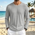 thumbnail image 2 of SeCaotees Contrast Trim Crew Neck Long Sleeve Tops for Men Soft Breathable Knit Fabric Loose Fit Daily Casual Pullover Shirts Gray,XXXL, 2 of 6