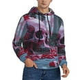 thumbnail image 2 of Naloa Gothic Red Skull Cemetery Men's Casual Hooded Collar Drawstring Hoodies Pullover Sweatshirts Casual Long Sleeve Shirts-4X-Large, 2 of 7