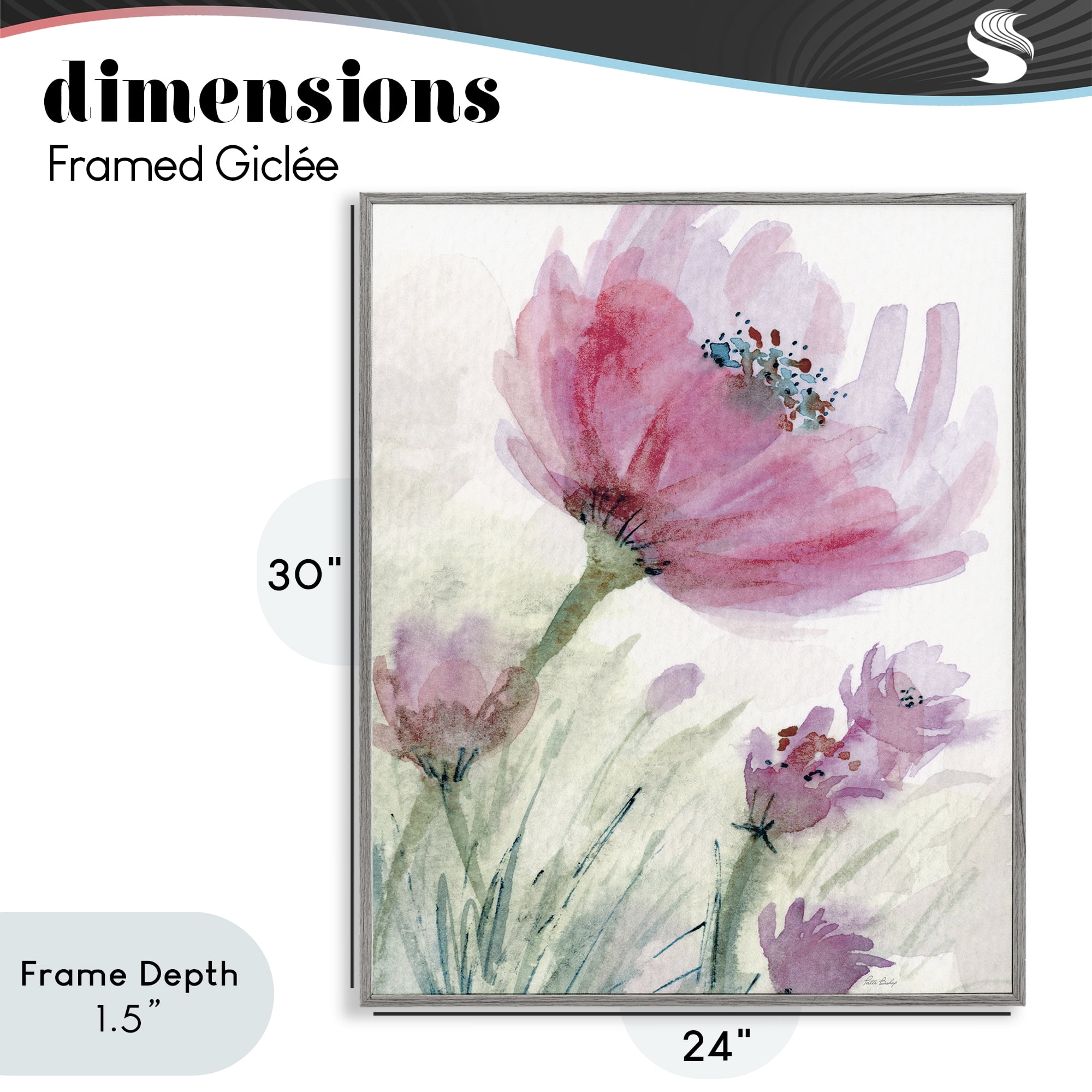 Stupell Industries Pink Flower & Speckled Stamen Gray Framed Giclee Art, design by Patti Bishop