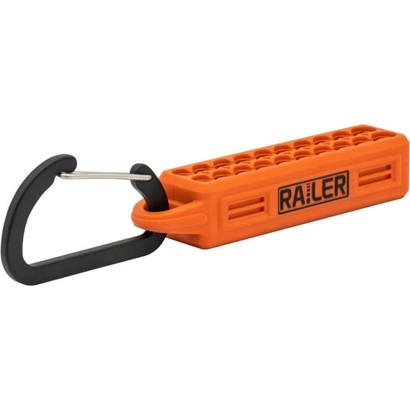 Screwdriver Bit Holder Storage Organizer – Railer 20-Hole Orange Bit Holder with Carabiner