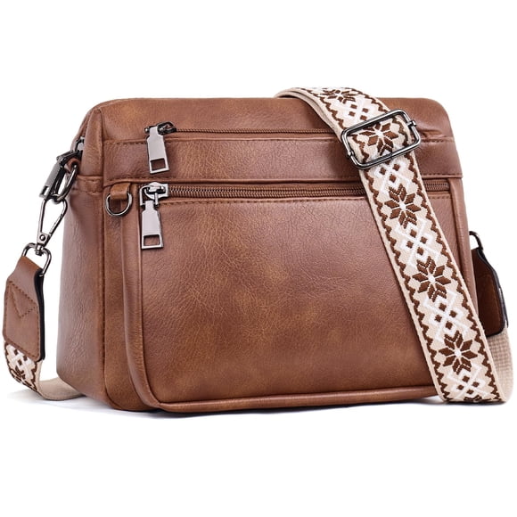 Bolsos bandolera ATERITSSI Trendy de cuero vegano marrón para mujer