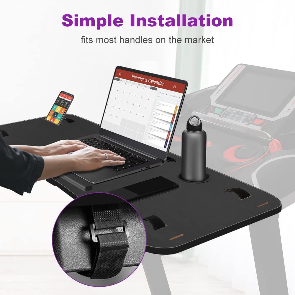 LUCKUP Treadmill Desk Attachment, Universal Walking Laptop Holder Desk 39" L x 15" W Ergonomic Platform Workstation for&nbsp;Treadmill with Cup Holder, Laptop/Tablet Stand, Black
