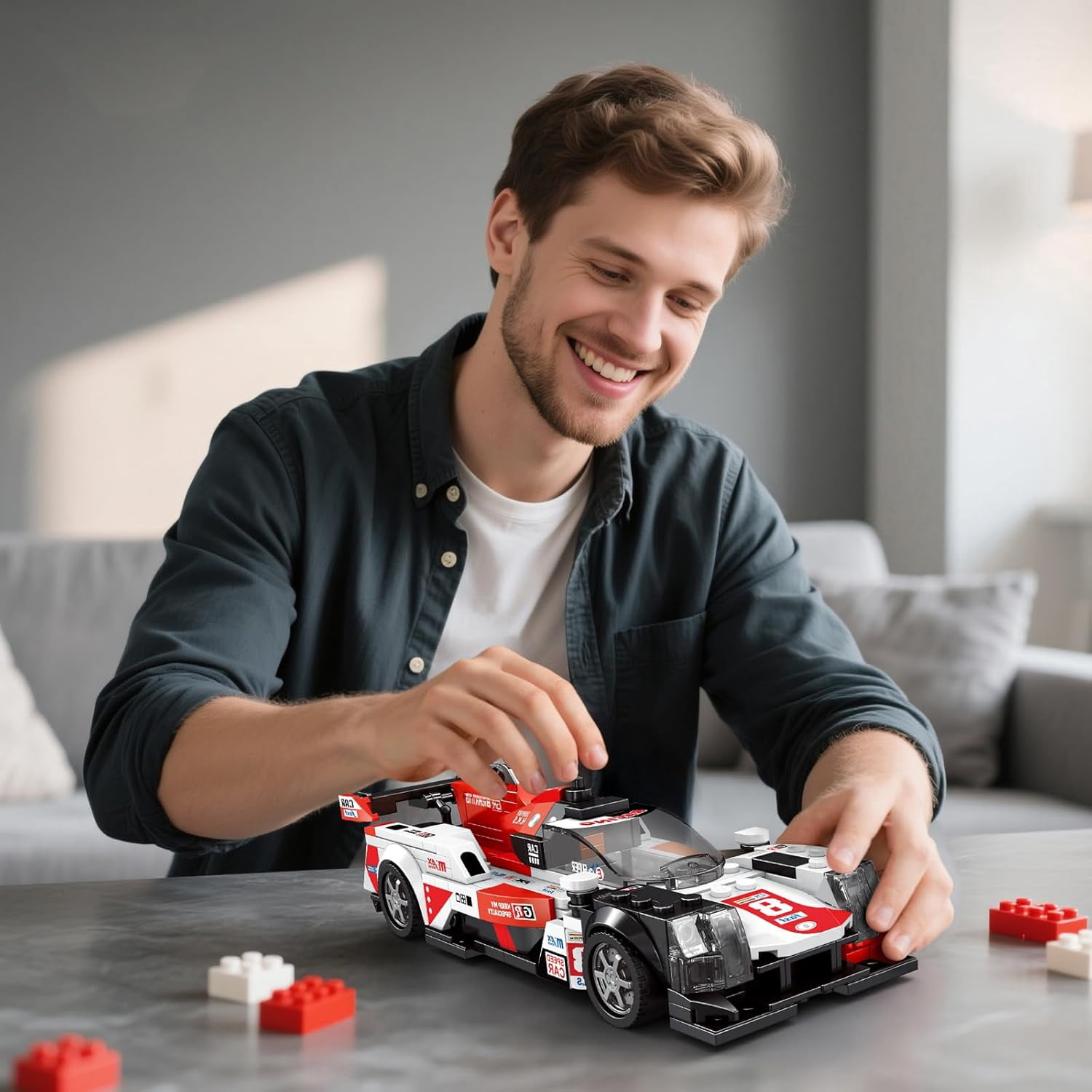 Speed Racing Car Building Set, 1:20 Scale Sports Car Model Kit, Cool Collectible Cars Construction Toys Gifts for Adults Teens Age 14+ (368 Pieces)