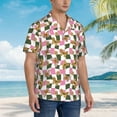 thumbnail image 2 of Lsque Abstract Pink Plaid Butterfly pattern Hawaiian Shirt for Men, Unisex Summer Beach Casual Short Sleeve Button Down Shirts-Large, 2 of 9
