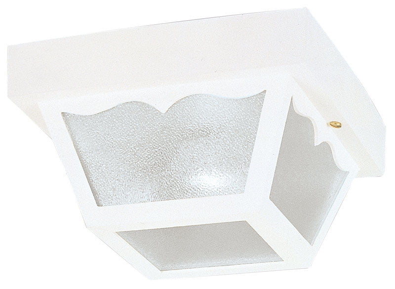 1 Light Hi-Impact Polypropylene Flush White Finish with Clear Textured Glass