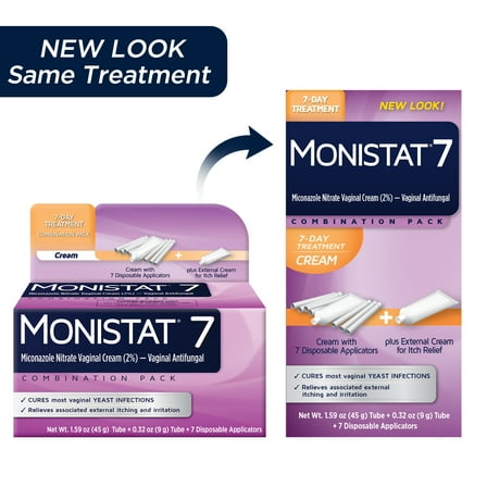 Monistat 7 Day Yeast Infection Treatment, 7 Disposable Miconazole Cream Tubes & External Itch Cream