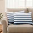 thumbnail image 2 of Outdoor Pillow Covers Blue Stripe White Gradient Geometric Waterproof Pillow Cases 20x12 Set of 2, Ocean Coastal Style Throw Pillow Cover Pillowcase for Patio Balcony Couch Garden, 2 of 9