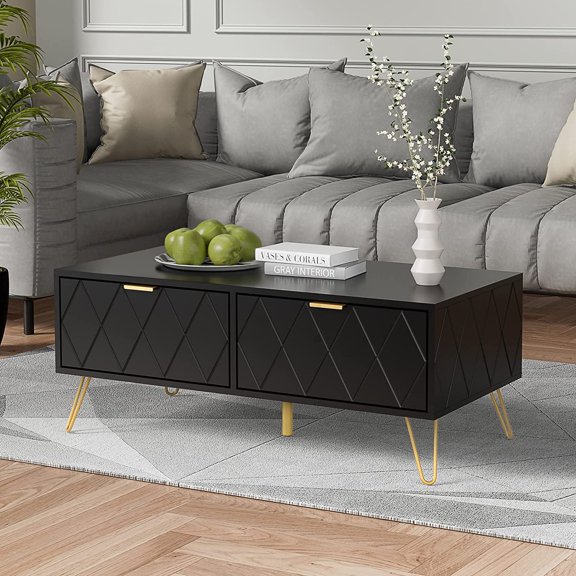 4 Piece Living Room Set with TV Stand, Coffee Table & Nightstands -  MDF Design for 65 Inch TV