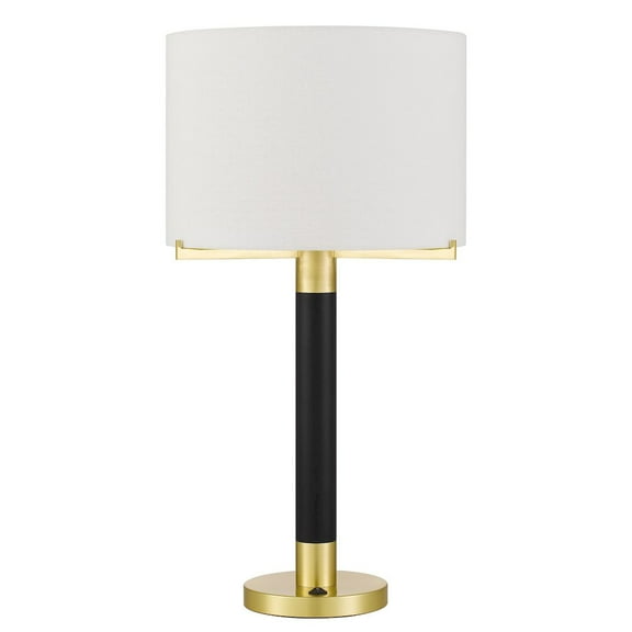 Cal Lighting Goldston 100W Metal Table Lamp With Drum Hardback Fabric Shade
