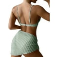thumbnail image 2 of Qiylii Women's2023 Summer 3PCS Bikini Sets Solid Color Mini Bra + Low Waist Thong + Bandage Skirt Cover Up, 2 of 7