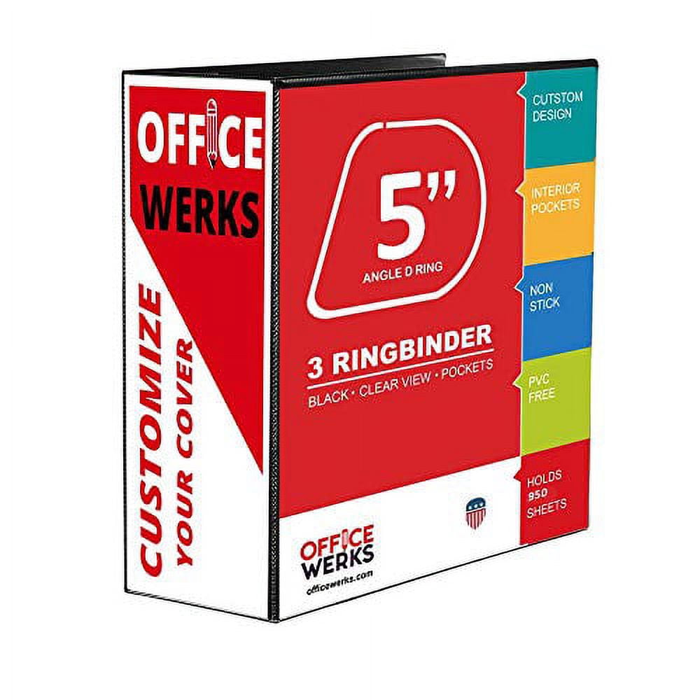 3 Ring Binder, Professional D Ring Binder, Presentation Folder 8.5 x 11 with Pockets, Clear View White Binder (5 Inch (4 Pack), Black)